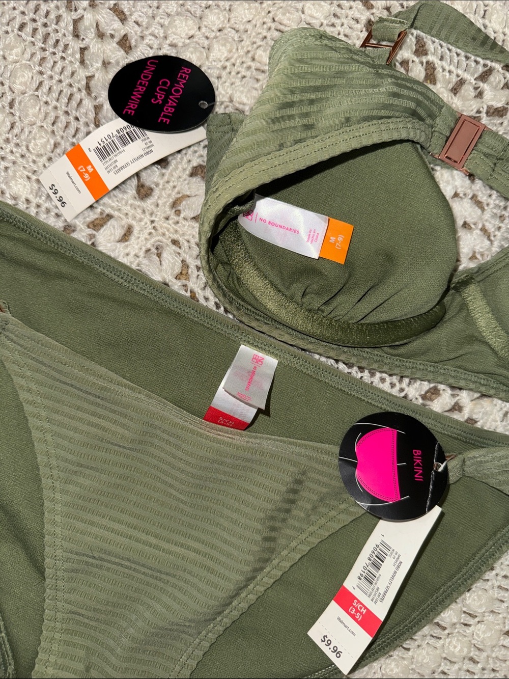 No Boundaries Olive Green Ribbed Bikini Set - Picture 3 of 3